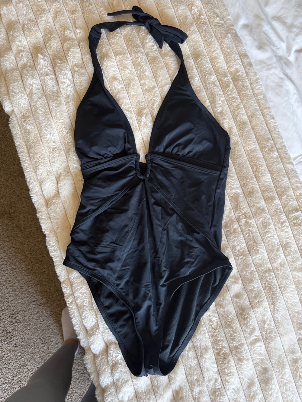 White House Black Market Black Halter One-Piece Swimsuit